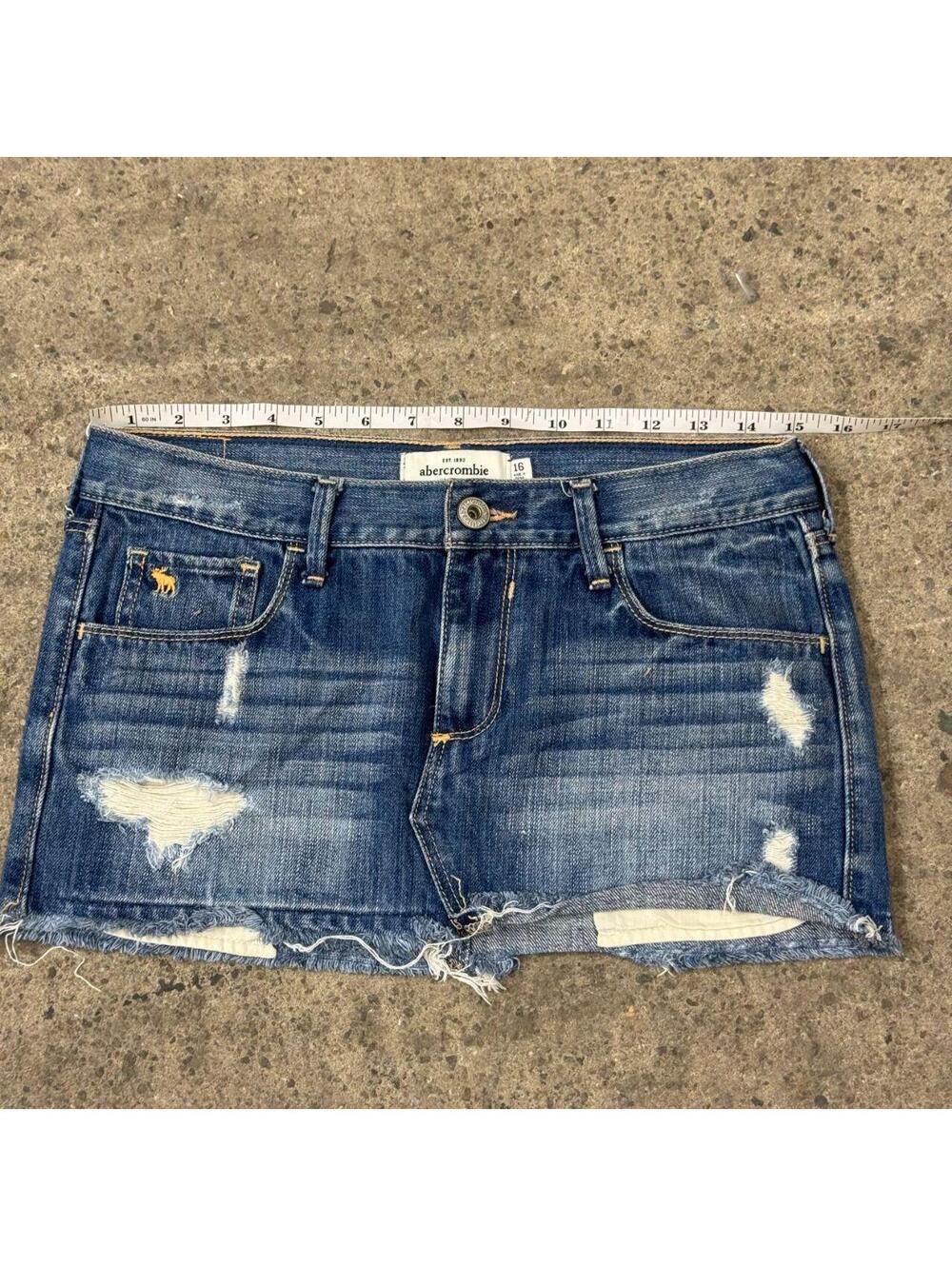Vintage Y2K Denim Micro Mini Skirt Low Rise Abercrombie - Picture 4 of 6